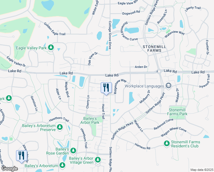map of restaurants, bars, coffee shops, grocery stores, and more near 3311 Hazel Trail in Woodbury
