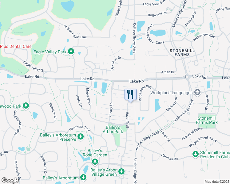map of restaurants, bars, coffee shops, grocery stores, and more near 3331 Cherry Lane in Woodbury