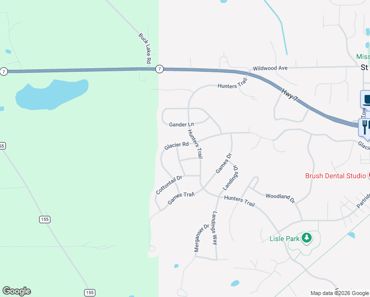 map of restaurants, bars, coffee shops, grocery stores, and more near 9472 Glacier Road in Minnetrista