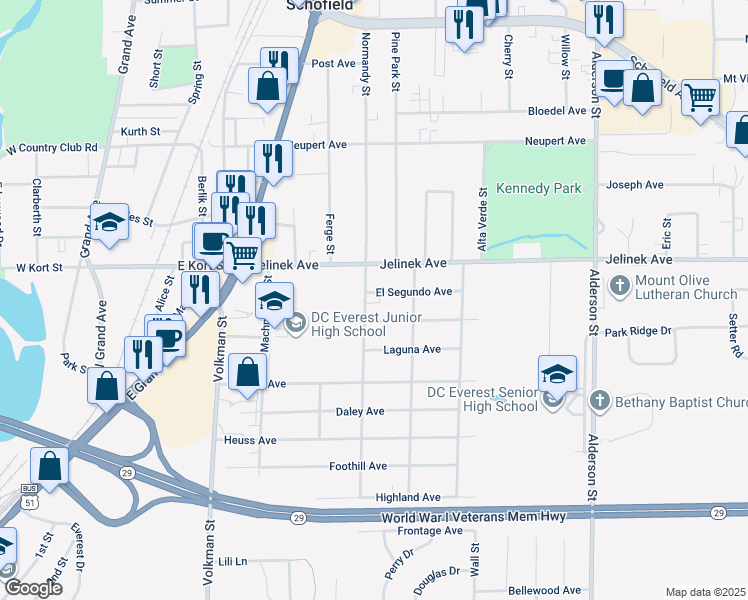 map of restaurants, bars, coffee shops, grocery stores, and more near 1706 El Segundo Avenue in Weston
