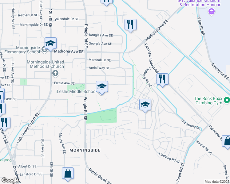 map of restaurants, bars, coffee shops, grocery stores, and more near 1809 John Muir Circle Southeast in Salem