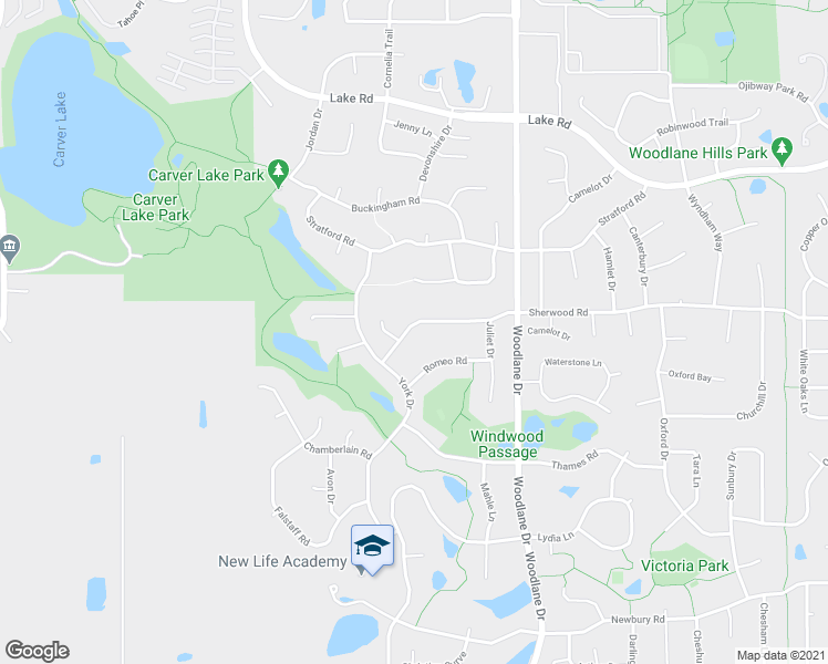 map of restaurants, bars, coffee shops, grocery stores, and more near 6801 Sherwood Rd in Woodbury