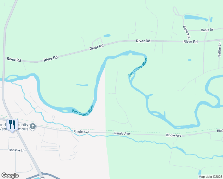 map of restaurants, bars, coffee shops, grocery stores, and more near 164950 River Bank Lane in Ringle