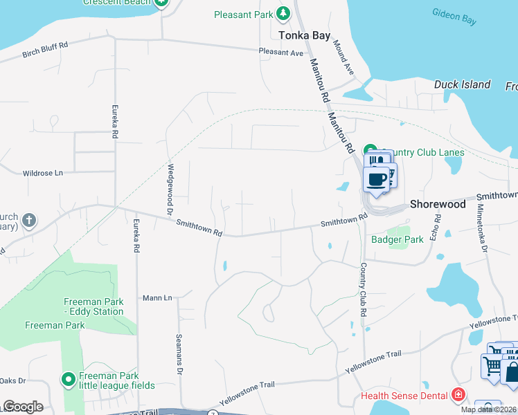 map of restaurants, bars, coffee shops, grocery stores, and more near 5665 Star Circle in Shorewood
