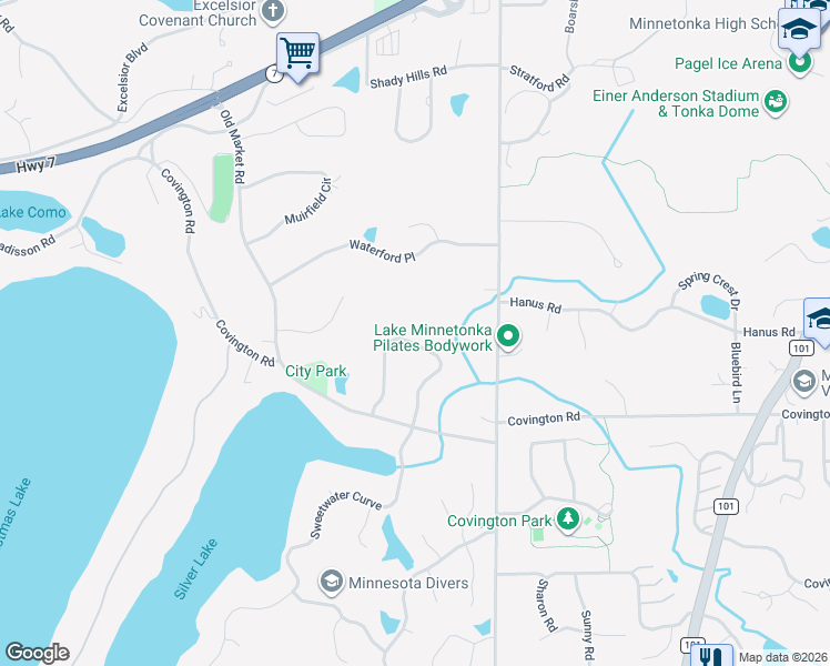 map of restaurants, bars, coffee shops, grocery stores, and more near 19465 Vine Ridge Road in Shorewood