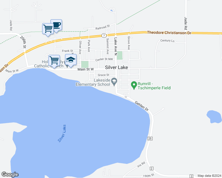 map of restaurants, bars, coffee shops, grocery stores, and more near 229 Lake Avenue North in Silver Lake