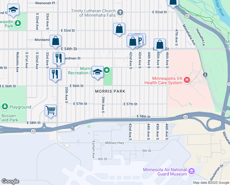 map of restaurants, bars, coffee shops, grocery stores, and more near 5620 41st Avenue South in Minneapolis