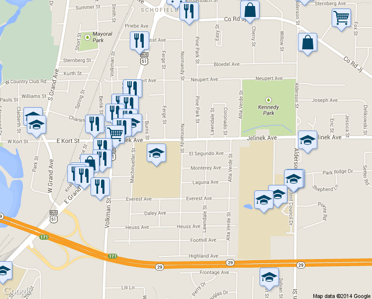 map of restaurants, bars, coffee shops, grocery stores, and more near 1706 El Segundo Avenue in Weston