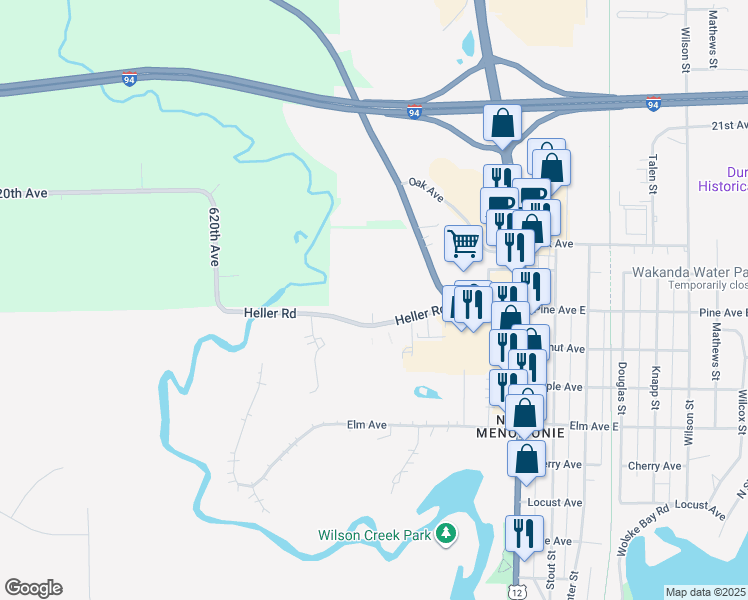 map of restaurants, bars, coffee shops, grocery stores, and more near 402 Cedar Court in Menomonie