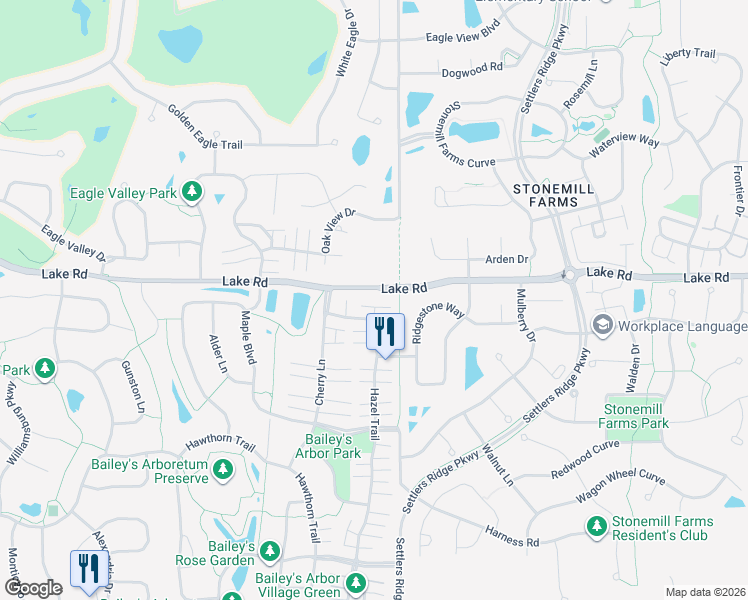 map of restaurants, bars, coffee shops, grocery stores, and more near 3307 Hazel Trail in Woodbury