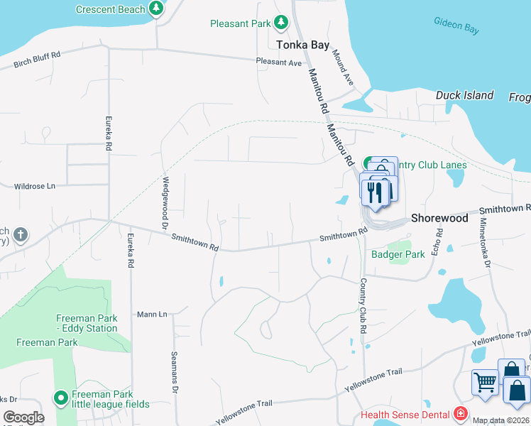 map of restaurants, bars, coffee shops, grocery stores, and more near 5665 Star Circle in Shorewood