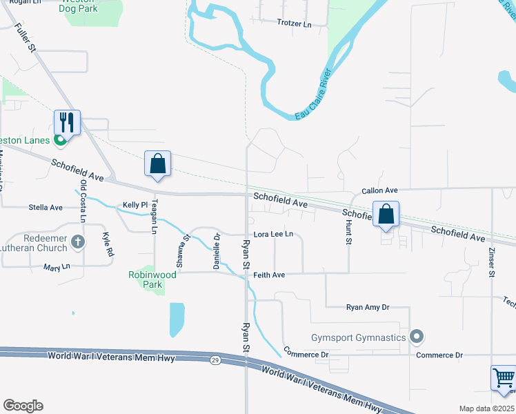 map of restaurants, bars, coffee shops, grocery stores, and more near 6905 Schofield Avenue in Weston