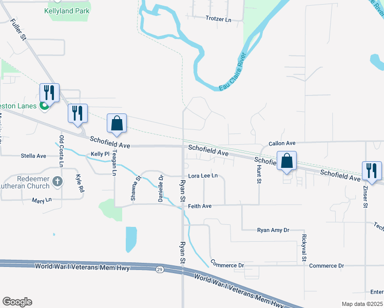 map of restaurants, bars, coffee shops, grocery stores, and more near 6905 Schofield Avenue in Weston