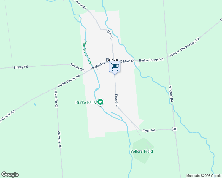 map of restaurants, bars, coffee shops, grocery stores, and more near 755-819 County Highway 36 in Burke