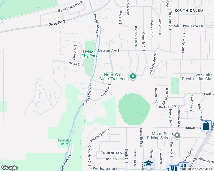 map of restaurants, bars, coffee shops, grocery stores, and more near 3680 Balm Street South in Salem