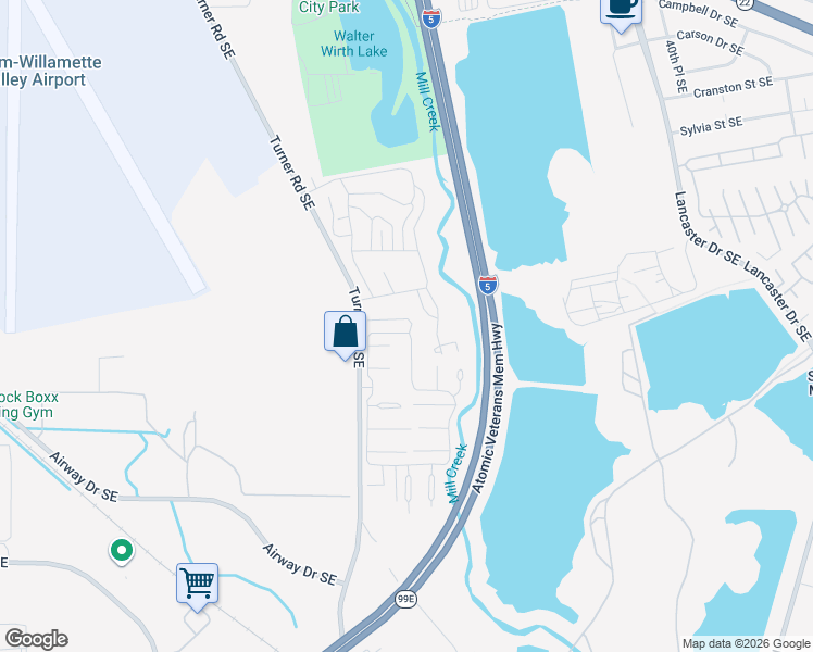 map of restaurants, bars, coffee shops, grocery stores, and more near 3162 Turner Road Southeast in Salem