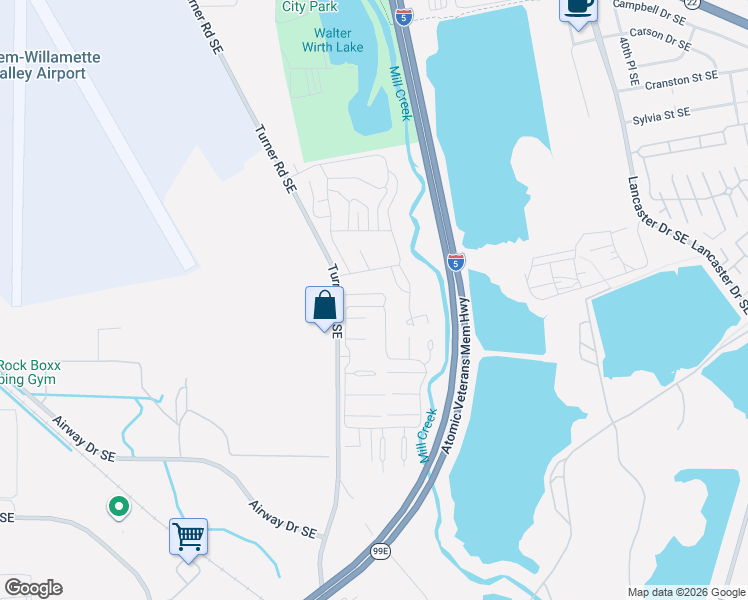 map of restaurants, bars, coffee shops, grocery stores, and more near 3162 Turner Road Southeast in Salem