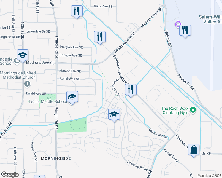 map of restaurants, bars, coffee shops, grocery stores, and more near 1904 Audobon Avenue Southeast in Salem