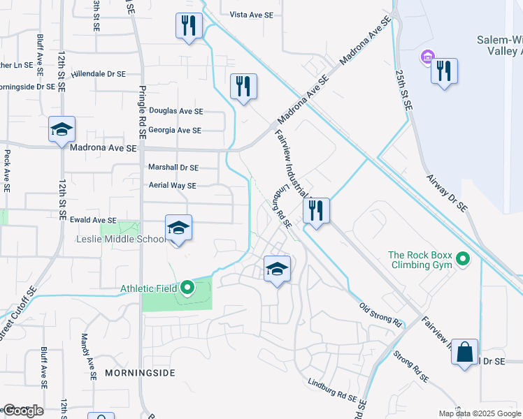 map of restaurants, bars, coffee shops, grocery stores, and more near 1904 Audobon Avenue Southeast in Salem