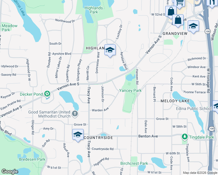 map of restaurants, bars, coffee shops, grocery stores, and more near 5604 Gate Park Road in Minneapolis