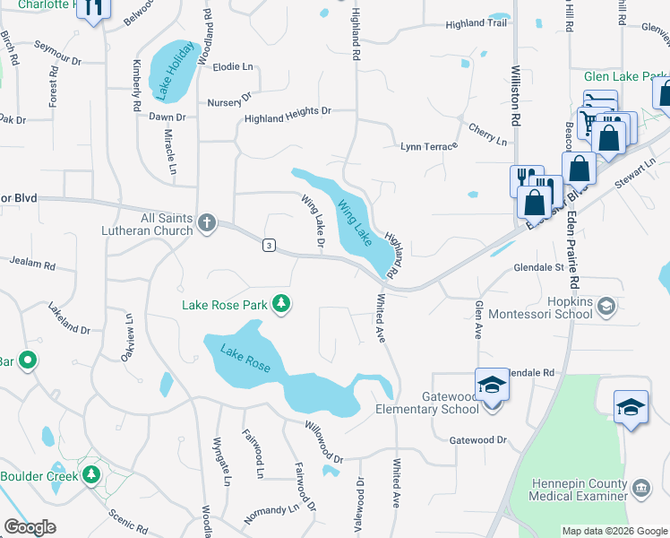 map of restaurants, bars, coffee shops, grocery stores, and more near in Minnetonka