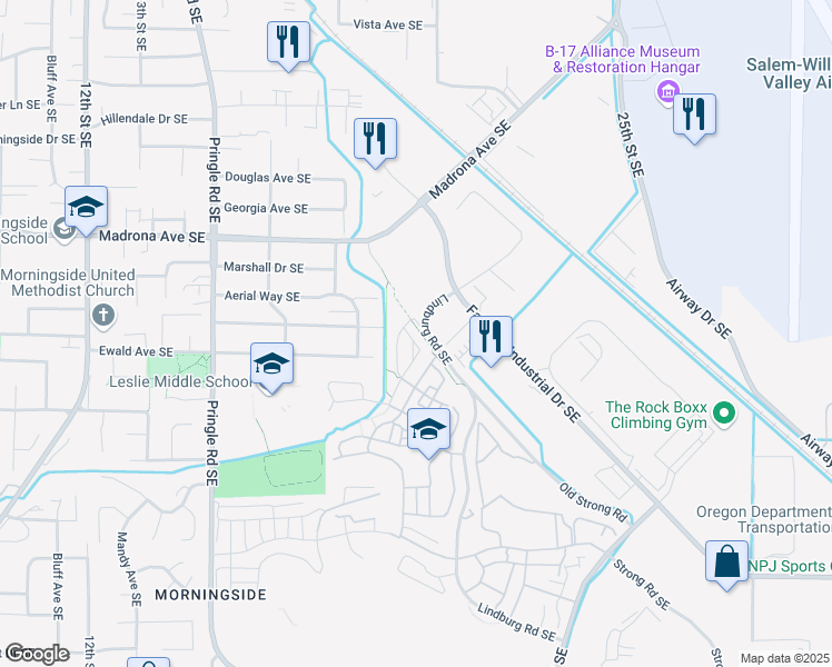 map of restaurants, bars, coffee shops, grocery stores, and more near 1924 Audubon Avenue Southeast in Salem