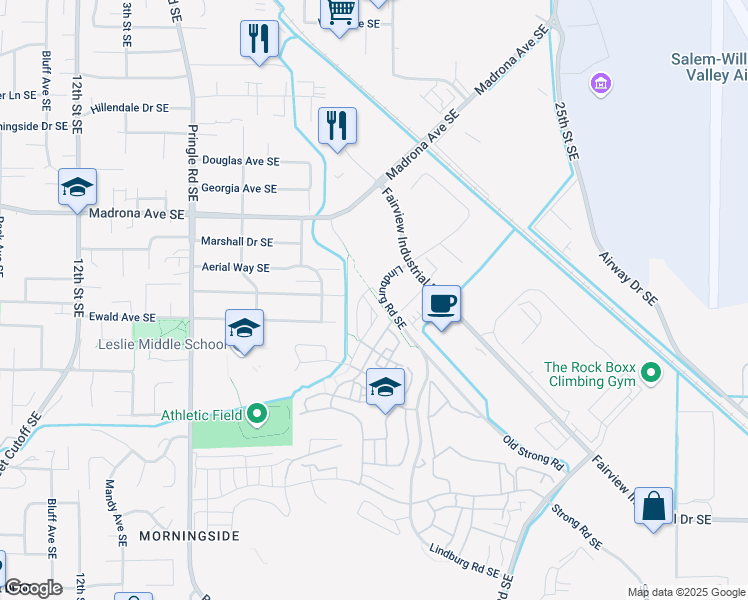 map of restaurants, bars, coffee shops, grocery stores, and more near 1924 Audubon Avenue Southeast in Salem