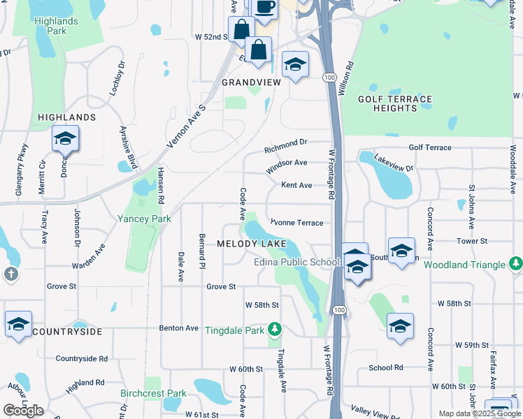 map of restaurants, bars, coffee shops, grocery stores, and more near 5048 West 56th Street in Minneapolis