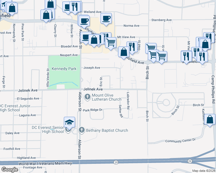 map of restaurants, bars, coffee shops, grocery stores, and more near 6007 Eric Street in Weston