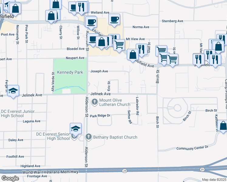 map of restaurants, bars, coffee shops, grocery stores, and more near 6007 Eric Street in Weston