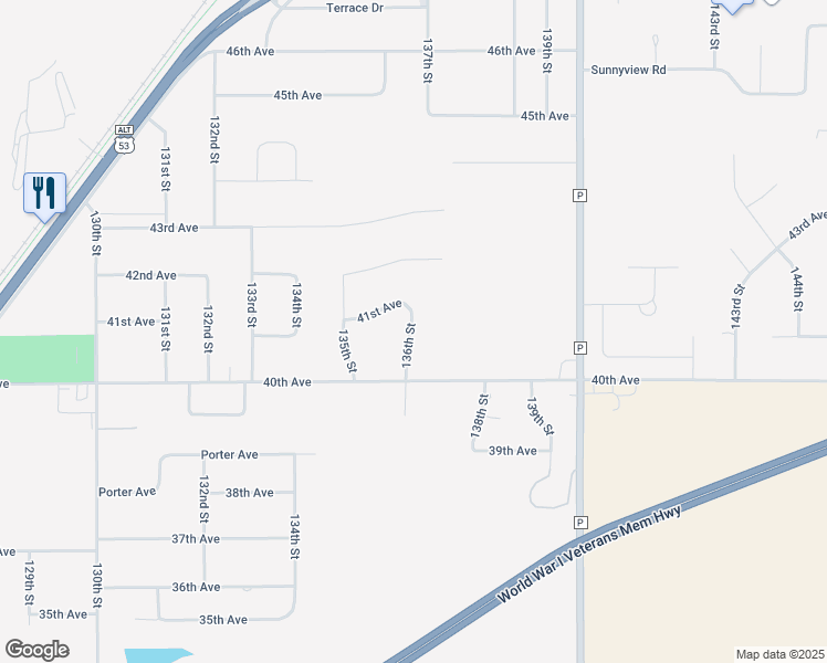 map of restaurants, bars, coffee shops, grocery stores, and more near 4081 136th Street in Lake Hallie