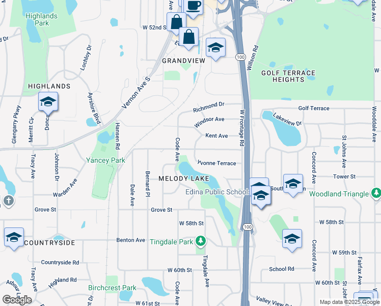 map of restaurants, bars, coffee shops, grocery stores, and more near 5048 West 56th Street in Minneapolis
