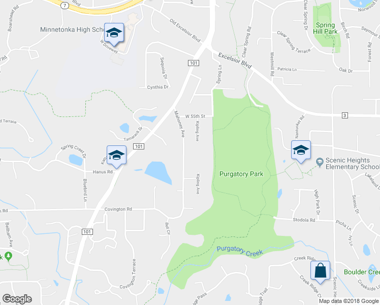 map of restaurants, bars, coffee shops, grocery stores, and more near 5609 Mahoney Avenue in Minnetonka