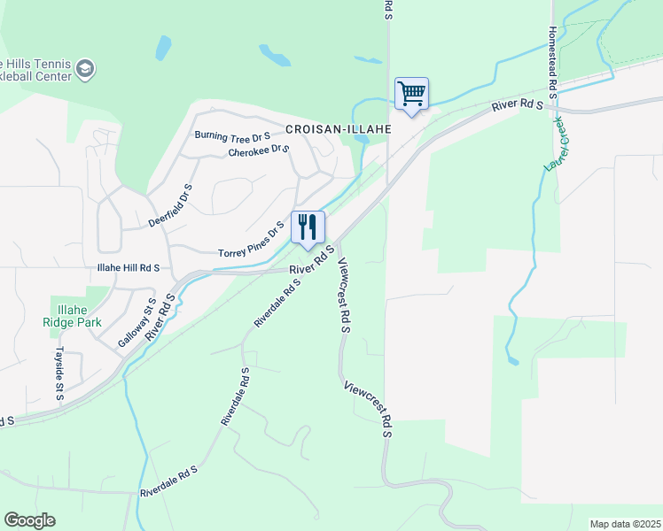 map of restaurants, bars, coffee shops, grocery stores, and more near 3626 River Road South in Salem