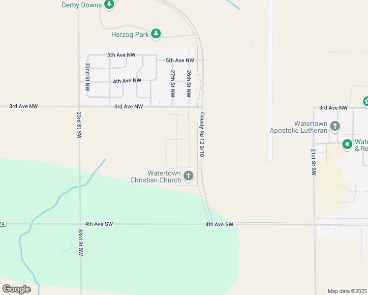 map of restaurants, bars, coffee shops, grocery stores, and more near 500 Golf Course Road in Watertown