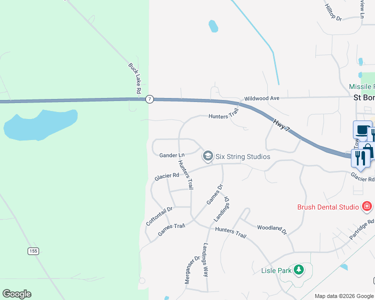 map of restaurants, bars, coffee shops, grocery stores, and more near 9715 Gander Lane in Saint Bonifacius