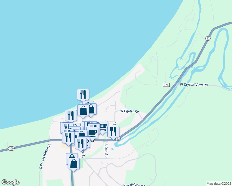 map of restaurants, bars, coffee shops, grocery stores, and more near 5818-5998 South Sheridan Lane in Glen Arbor