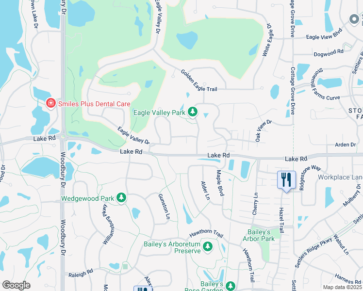 map of restaurants, bars, coffee shops, grocery stores, and more near 10362 Eagle Pointe Trail in Woodbury