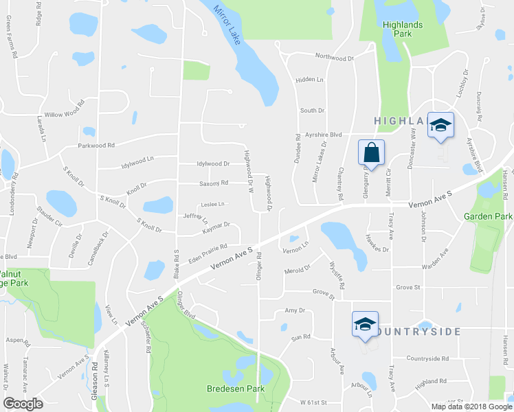 map of restaurants, bars, coffee shops, grocery stores, and more near 5515 Highwood Drive West in Minneapolis