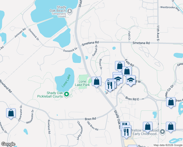 map of restaurants, bars, coffee shops, grocery stores, and more near 5542 Sanibel Drive in Hopkins