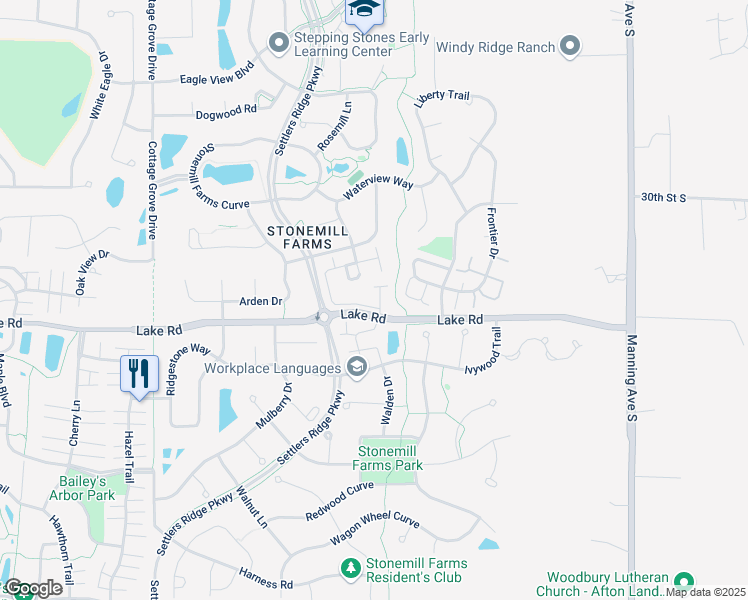 map of restaurants, bars, coffee shops, grocery stores, and more near 3201 Countryside Court in Woodbury