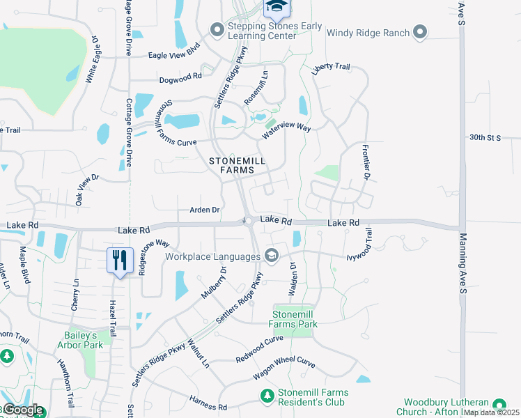 map of restaurants, bars, coffee shops, grocery stores, and more near 3177 Countryside Avenue in Woodbury