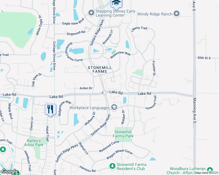 map of restaurants, bars, coffee shops, grocery stores, and more near 3177 Countryside Avenue in Woodbury