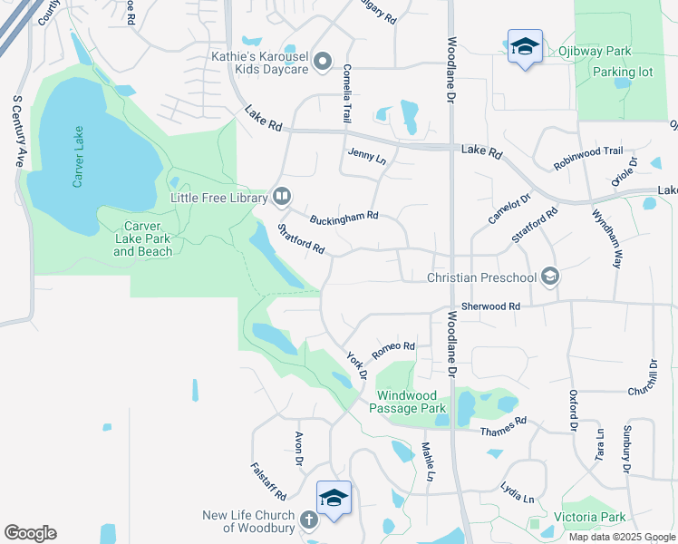 map of restaurants, bars, coffee shops, grocery stores, and more near 3217 York Drive in Woodbury