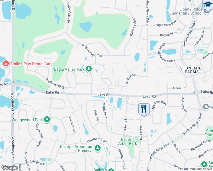 map of restaurants, bars, coffee shops, grocery stores, and more near 10867 Kingsfield Lane in Woodbury