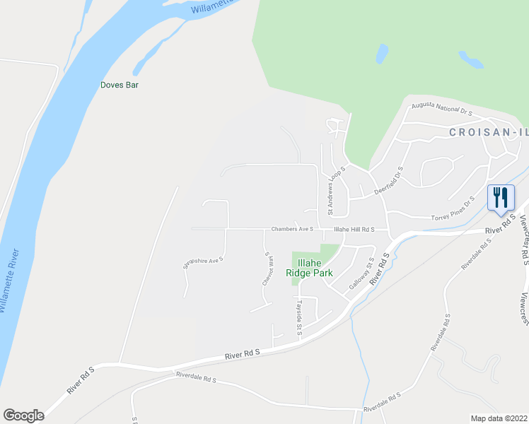 map of restaurants, bars, coffee shops, grocery stores, and more near 4121 Chambers Avenue South in Salem