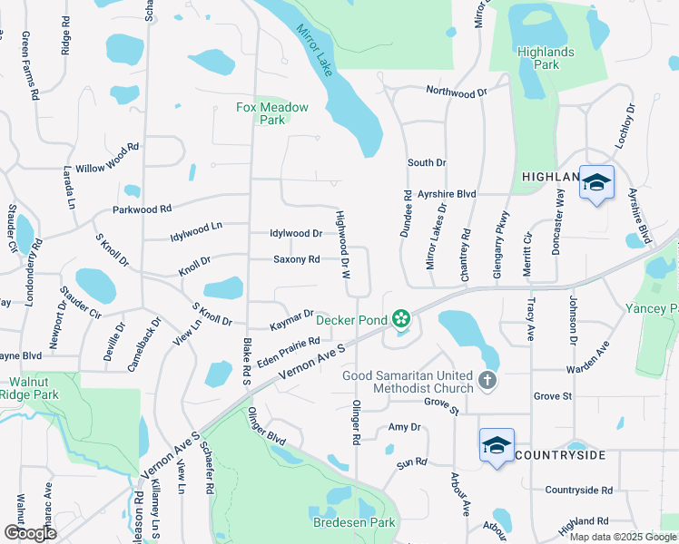 map of restaurants, bars, coffee shops, grocery stores, and more near 5515 Highwood Drive West in Minneapolis