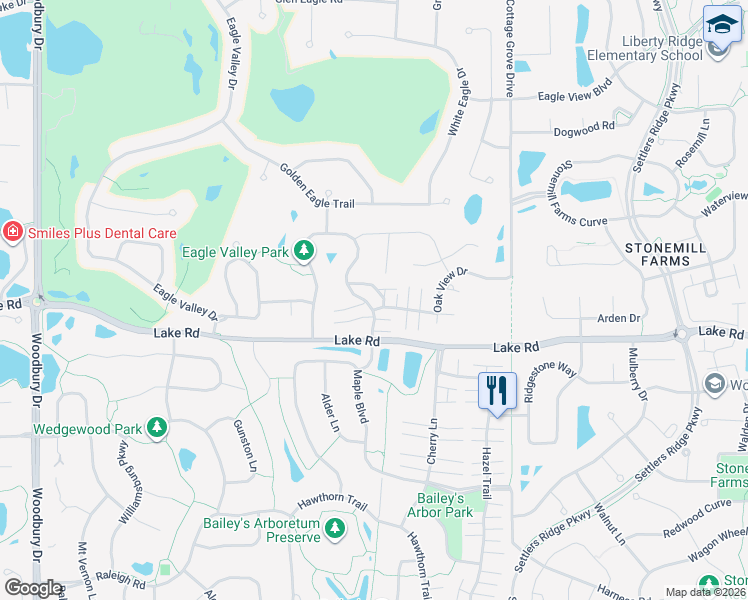 map of restaurants, bars, coffee shops, grocery stores, and more near 10867 Kingsfield Lane in Woodbury
