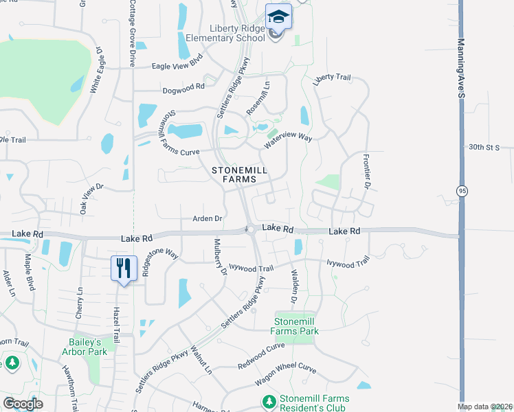 map of restaurants, bars, coffee shops, grocery stores, and more near 3177 Countryside Avenue in Woodbury