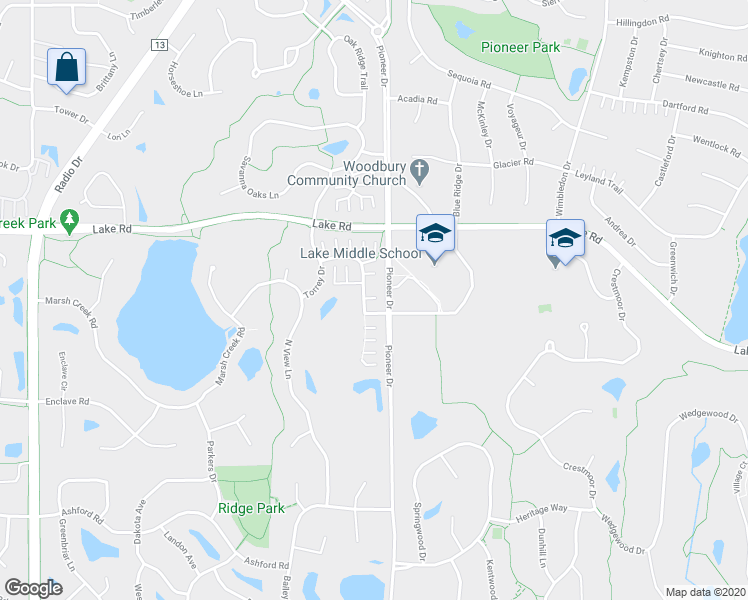 map of restaurants, bars, coffee shops, grocery stores, and more near 3216 Juniper Circle in Woodbury